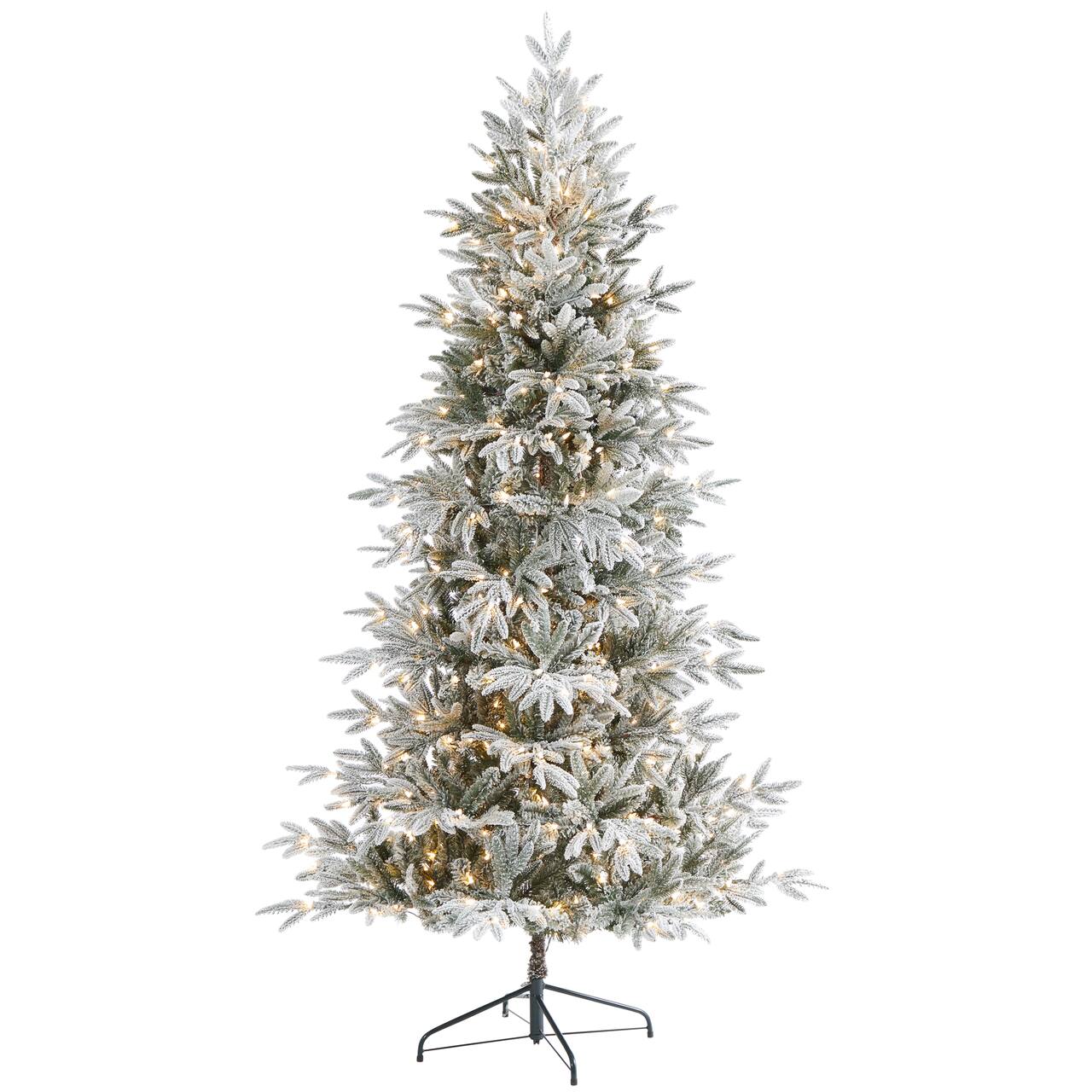 7.5ft. Pre-Lit Flocked Manchester Spruce Artificial Christmas Tree with Clear LED Lights